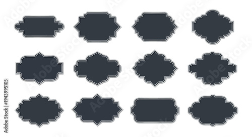 Vintage Silhouette Label Set, Vector Retro Black Frame Collection, Elegant Decorative Borders for Product Packaging, Wedding Invitations, and Classic Branding Design