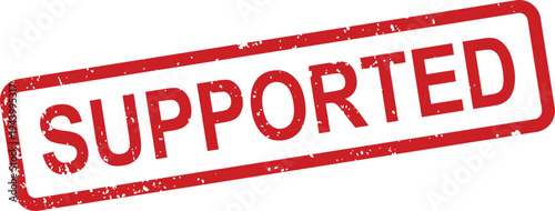 A bright red grunge rubber stamp displays the clear and encouraging word SUPPORTED