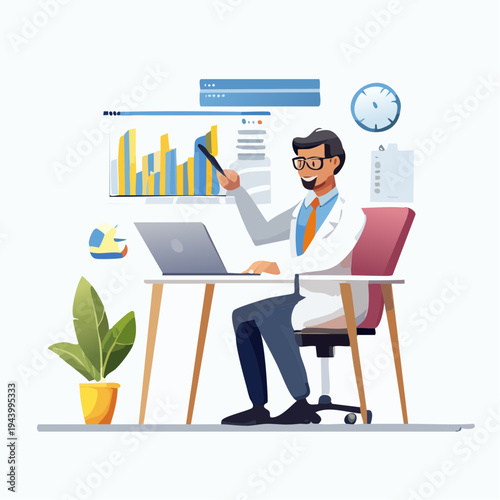Professional analyzing data on laptop with charts and graphs