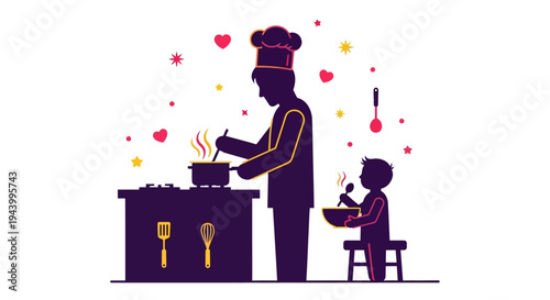 Chef and child cooking together.