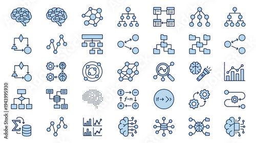 Smart Locker Delivery and Parcel Pickup Icon Set with QR Code Scanning, Automated Package Storage System, Courier Logistics, Mobile App Tracking, Secure Shipping Box, and E-commerce Services