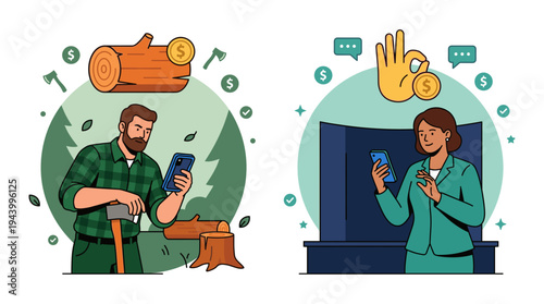 Mobile Banking Payment Illustration