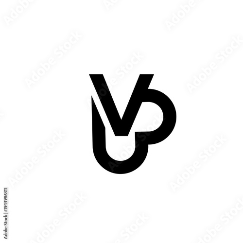 Modern Abstract UV or VP Letter Monogram Logo Design in Black and White