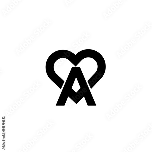 Minimalist Letter A and Heart Shape Logo Design