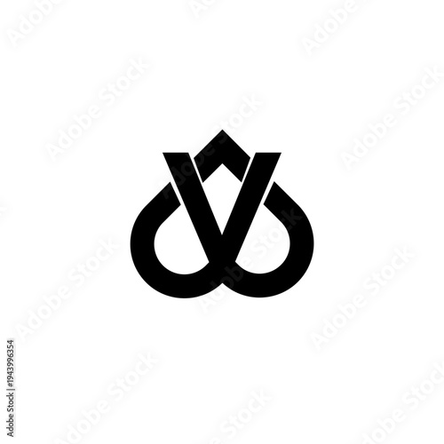 Abstract Black Geometric W Letter Logo Design. Modern Minimalist Symbol with Intertwined Lines.