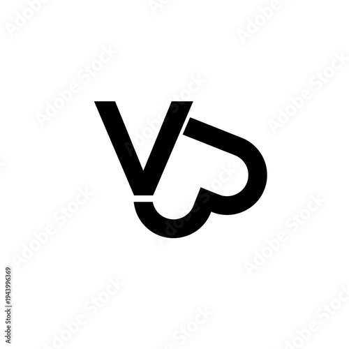 VB Heart Logo Design, Letter V and B Monogram, Abstract Symbol