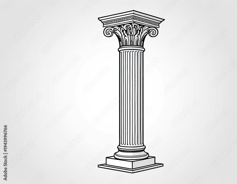 Fototapeta premium A classic column design, suitable for architectural or historical illustrations