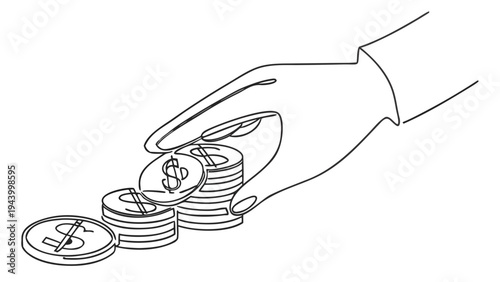 Hand carefully stacking coins, representing financial growth and savings.