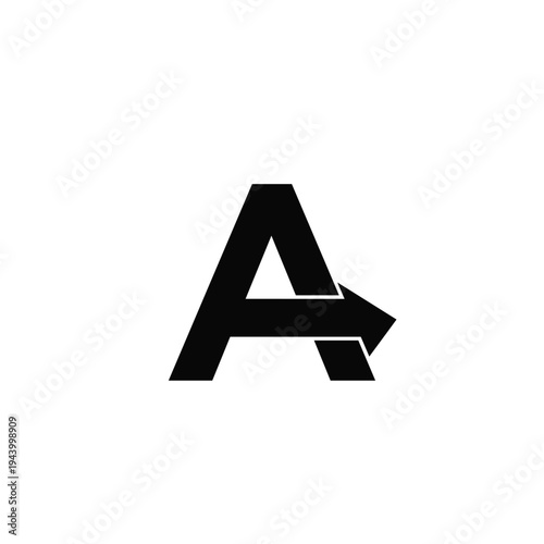 Letter A Logo with Right Arrow Symbol for Business and Direction