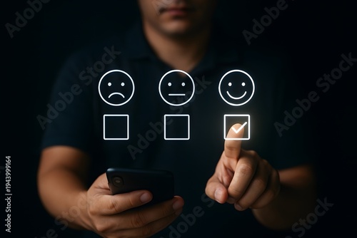 Person holds a smartphone, tapping to select the 