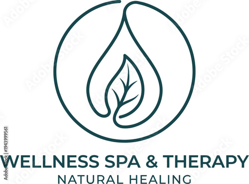 Eco wellness logo featuring sustainable health icon concept for natural healing spa therapy