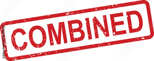 A distinct red rubber stamp showcasing the word COMBINED in a grunge style on a plain white backdrop