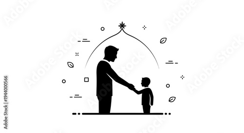 Father and son holding hands together.