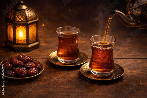 Traditional Tea and Dates for Ramadan Iftar