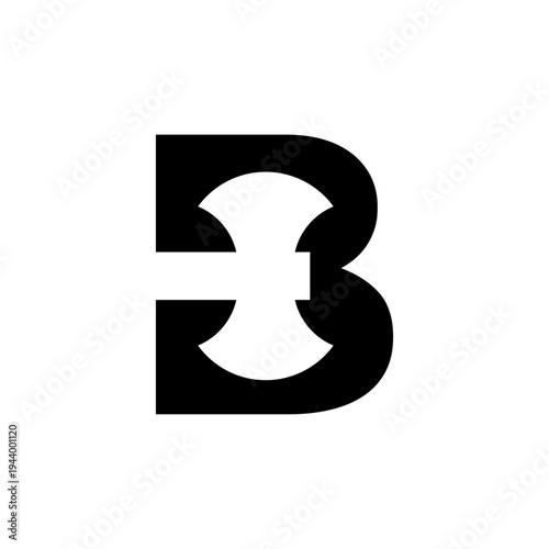 Black Letter B Logo with Abstract Negative Space Axe Icon Design