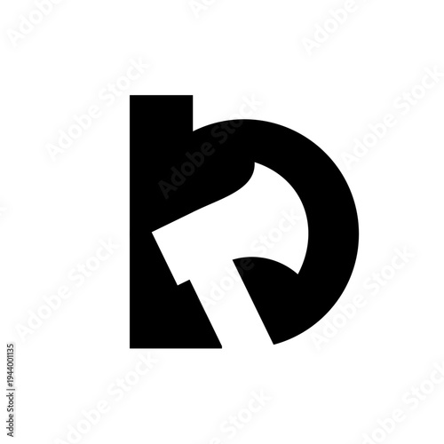 Letter B and Axe Logo Design Icon