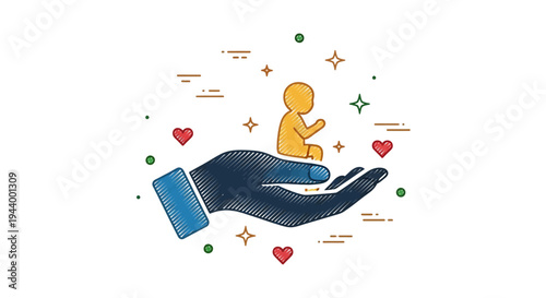 Hand Holding a Small Person.