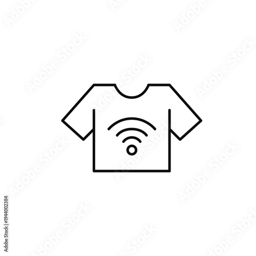 T-shirt and wi-fi. Smart apparel shopping, laundry and dry cleaning. Pixel perfect, editable stroke vector icon