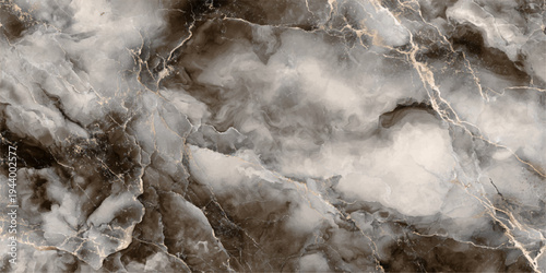 A dark nature texture of a waterfall in the mountains flowing over rocks and through a forest under a moody blue sky with motion and light fog