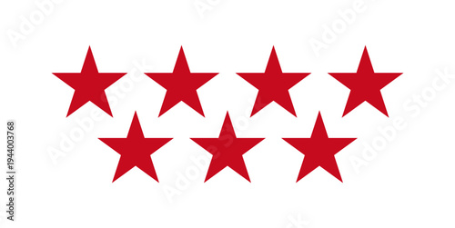 Seven red Stars emblem of Community of Madrid, Spain. Community of Madrid flag element