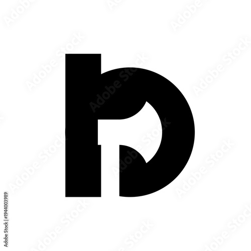 Black Letter D Logo with Axe Head in Negative Space Design