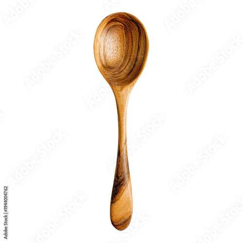 A wooden spoon on a plain white background, showcasing its natural texture and design isolated on transparent background