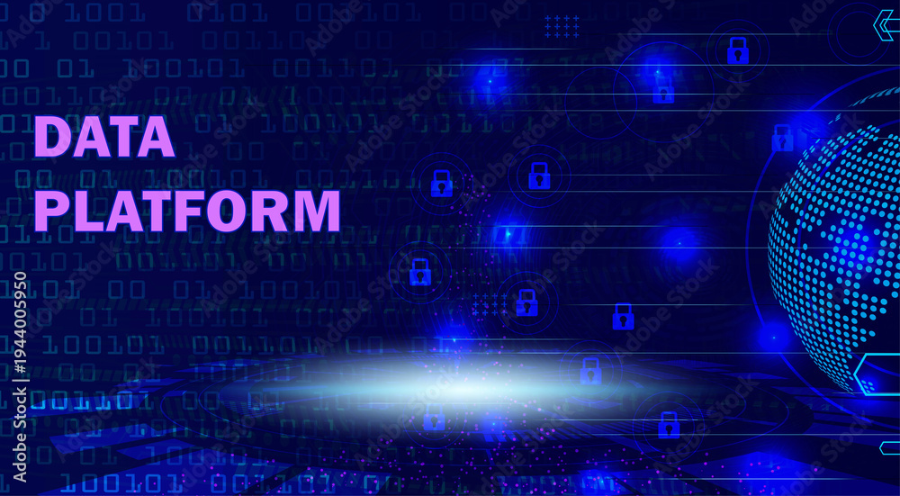 Obraz premium Data Platform Security Technology Abstract Background for Global Network and Corporate Presentation