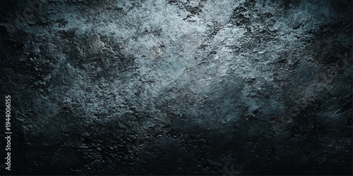 A dark blue weathered concrete wall texture with aged grunge patterns and a rough stone surface provides a vintage dirty backdrop for an antique industrial design
