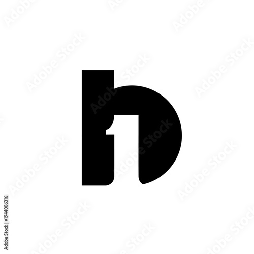 Modern Typographic Logo Design Concept Combining Letter H and Number 1