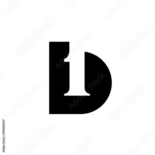 Monogram Logo Design with Bold Letter D and Number 1 in Negative Space