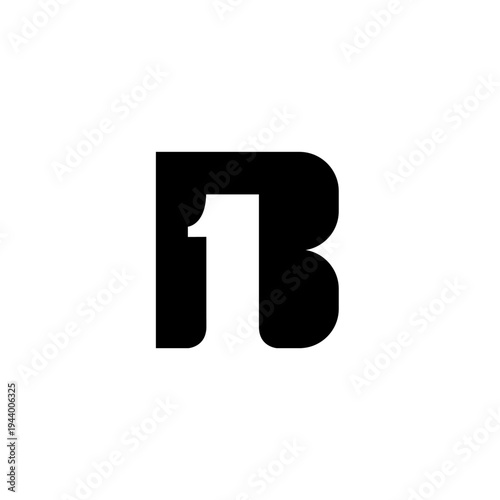 Creative monogram logo with bold black letter B and white number 1 in negative space