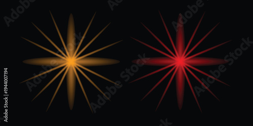 Vibrant double starburst effect with radiating lines in black background