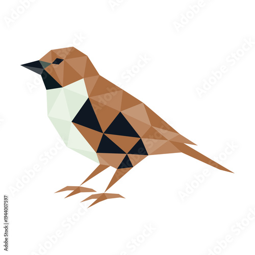 polygonal low poly sparrow bird cartoon vector