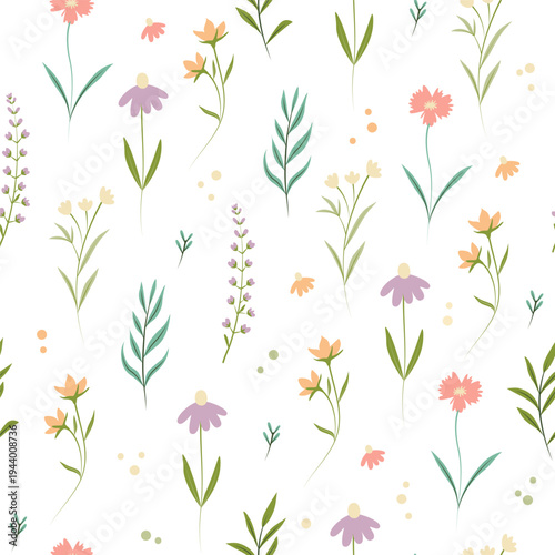 seamless pattern with wildflowers