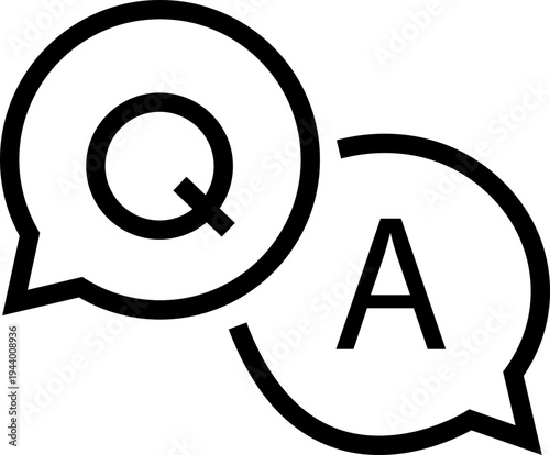 Question and answer icon. Chat, speak bubble, Q and A, ask, support, dialog, help center symbol on white background - stock vector.