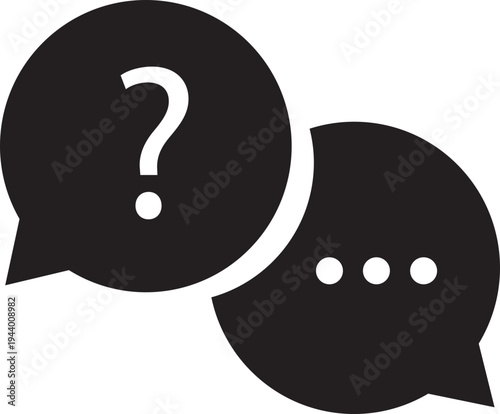 Question and answer icon. Chat, speak bubble, Q and A, ask, support, dialog, help center symbol on white background - stock vector.