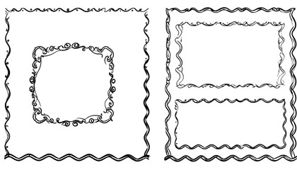 A set of ornate black and white frame borders