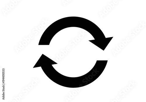 A black circular arrow icon with two arrowheads isolated on transparent background