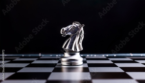 shot of a chess board silver horse moving