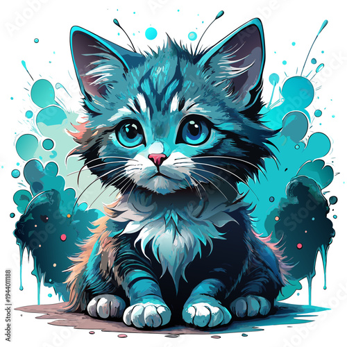 black cat with blue eyes vector