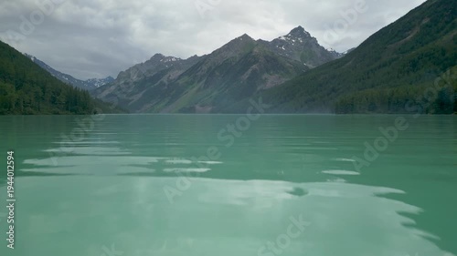 Summer view of Kucherlinskoye lake with its turquoise waters, Natural Park Belukha, the Altai Republic, Russia