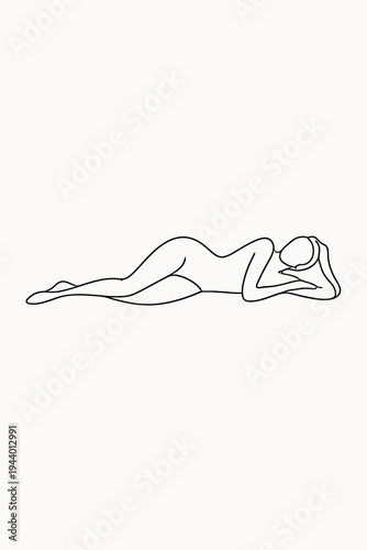 Line art illustration of a reclining female figure in minimalist style