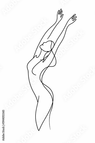 Minimalist line art of female silhouette with elegant pose