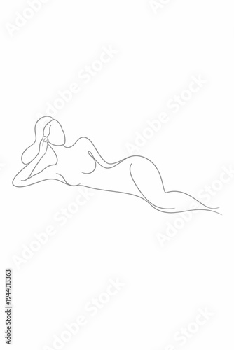 Abstract line art of a reclining female figure in minimalist style