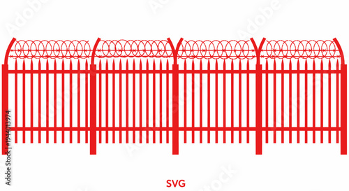 Red Barbed Wire Fence Security Barrier Protection Boundary