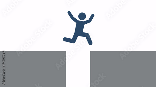 Bold individual takes a daring leap over a wide chasm, symbolizing courage and overcoming obstacles in business and personal growth