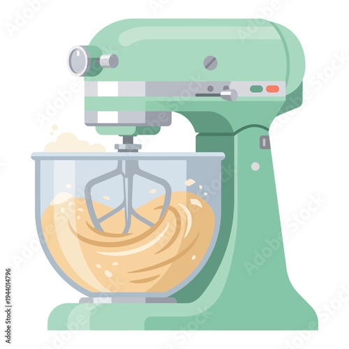 Kitchen Stand Mixer with Dough Vector | Baking Appliance Illustration