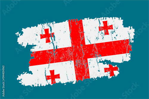 Georgia flag with grunge brush stroke effect, vector illustration