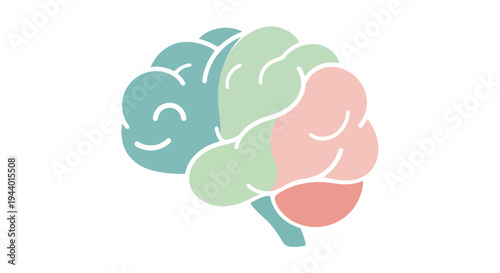 Sad Brain illustration, flat design vector art, psychology concept