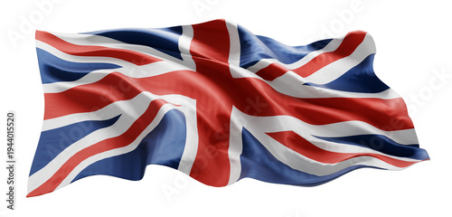 Foto United kingdom or england flag flowing in the wind isolated on transparent backg